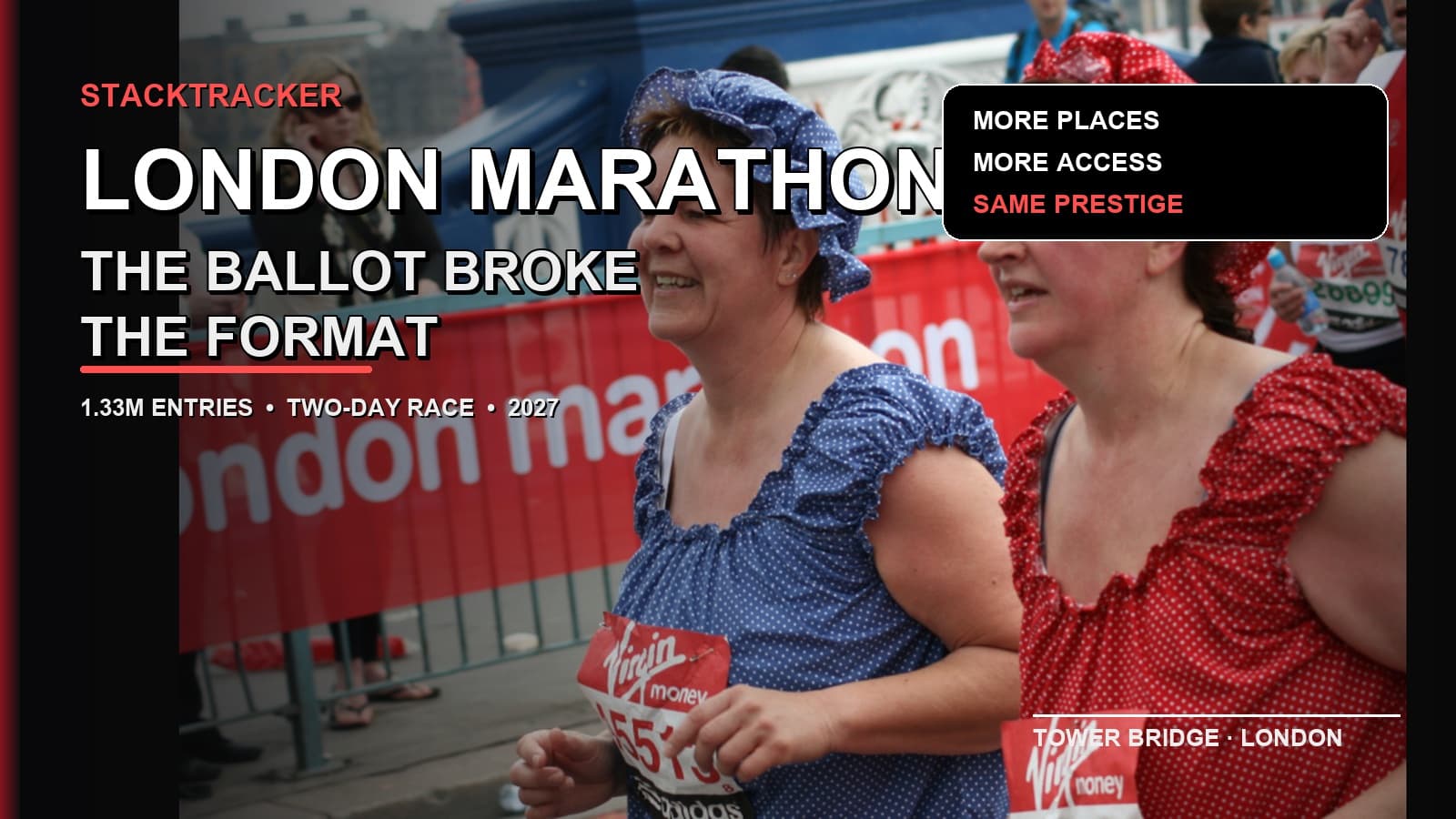 London Marathon runners with text overlay reading The Ballot Broke the Format
